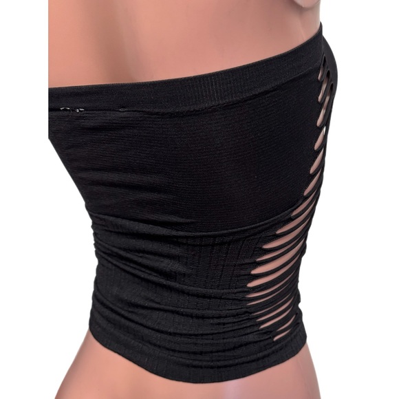 Sexy Tube top Seamless Cut out Sides black punk 0/S Boho Punk Crop Top New - Picture 3 of 4